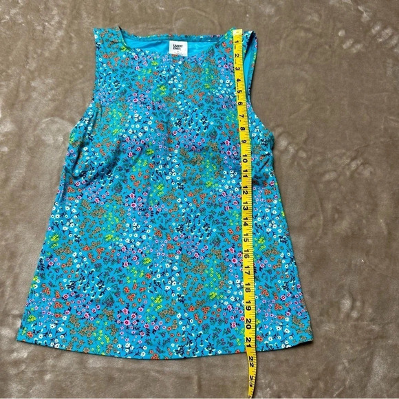 Lands' End High Neck Floral Turquoise Tankini Top Size 2P - Picture 8 of 8